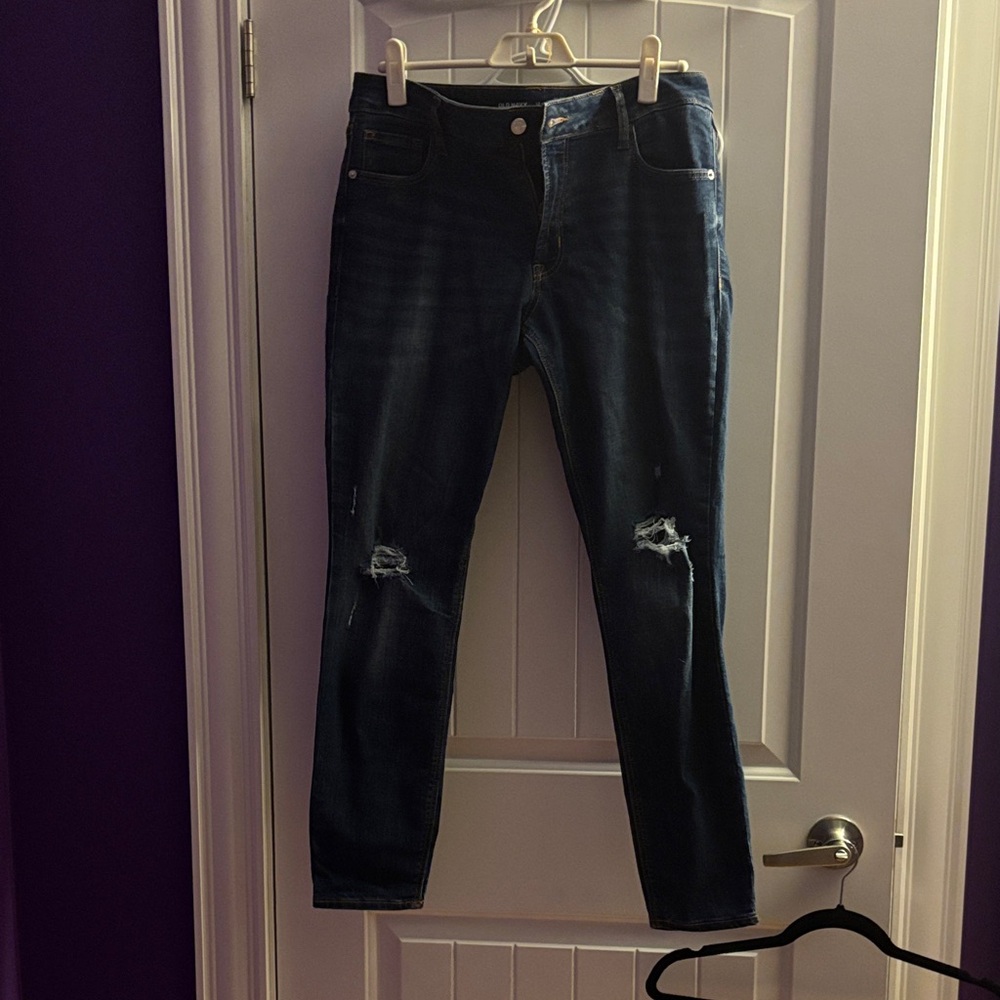 Old Navy Dark Blue Distressed Skinny Jeans